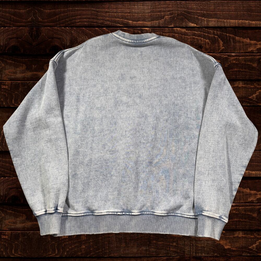 Free People Falling Forward Snow Washed Destroyed Acid Wash Oversized Crew XS - Picture 3 of 8